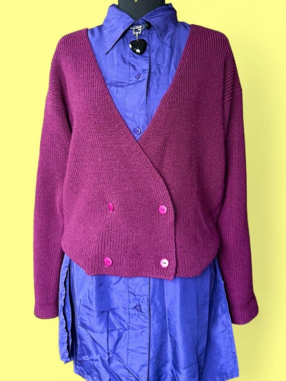 Jantzen Burgundy Wrap Knit Cardigan